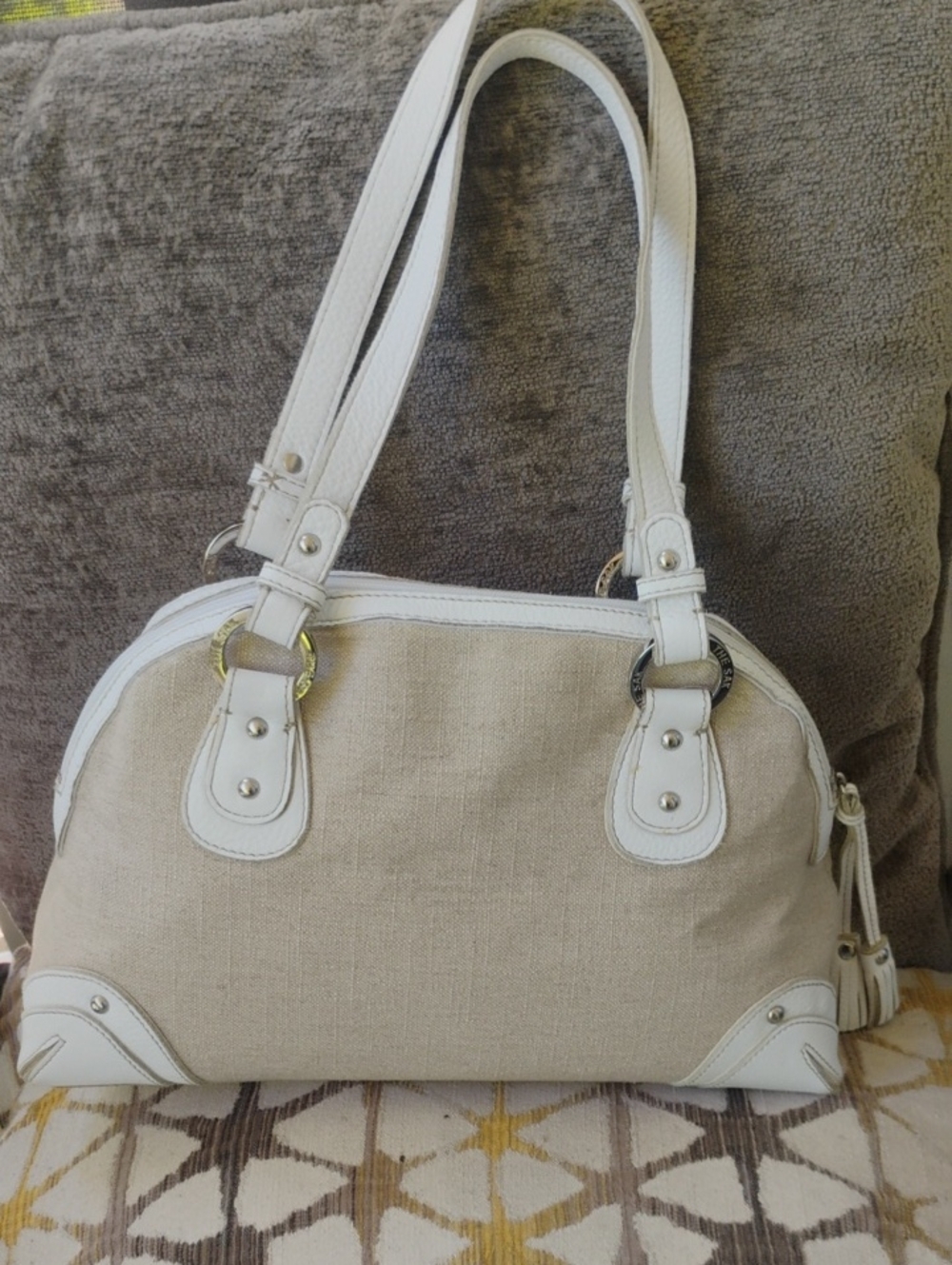 The Sak Beige Woven Shoulder Bag